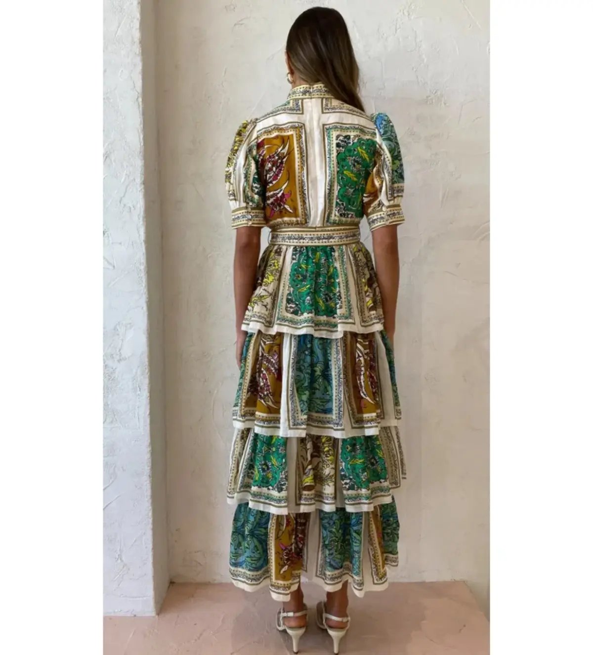 Alemais Delphine Tiered Midi Dress Multi Size 10 photo 2