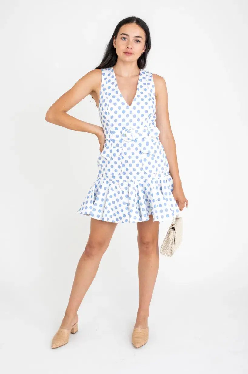 Zimmermann Super Eight Safari Mini Dress Ivory/Blue Dot Size 0/Au 6 photo 2