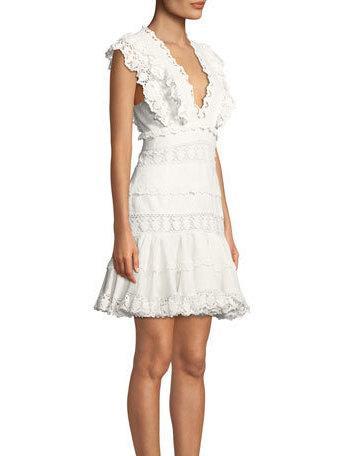 Zimmermann Wayfarer Paneled Flutter Mini Dress Ivory Size 8 photo 4