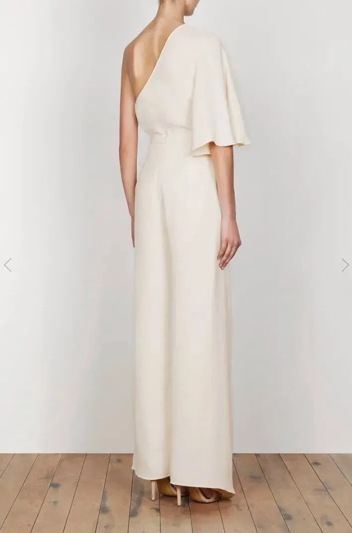 Shona Joy Lautner One Shoulder Top and Palazzo Pants Set Cream Size 8 photo 3