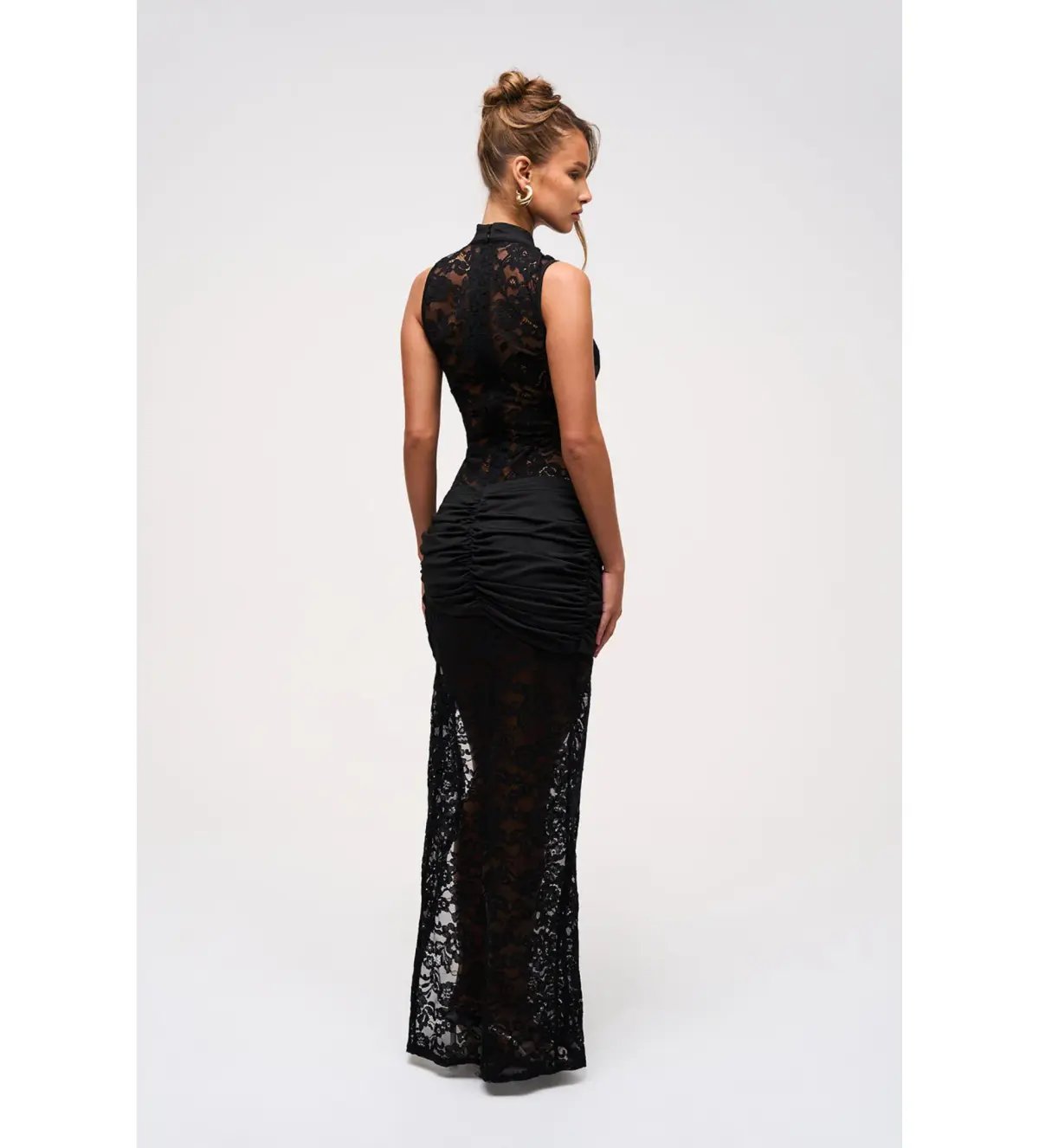 Murci Onyx Lace Keyhole Maxi Dress in Black Size 10/M photo 3