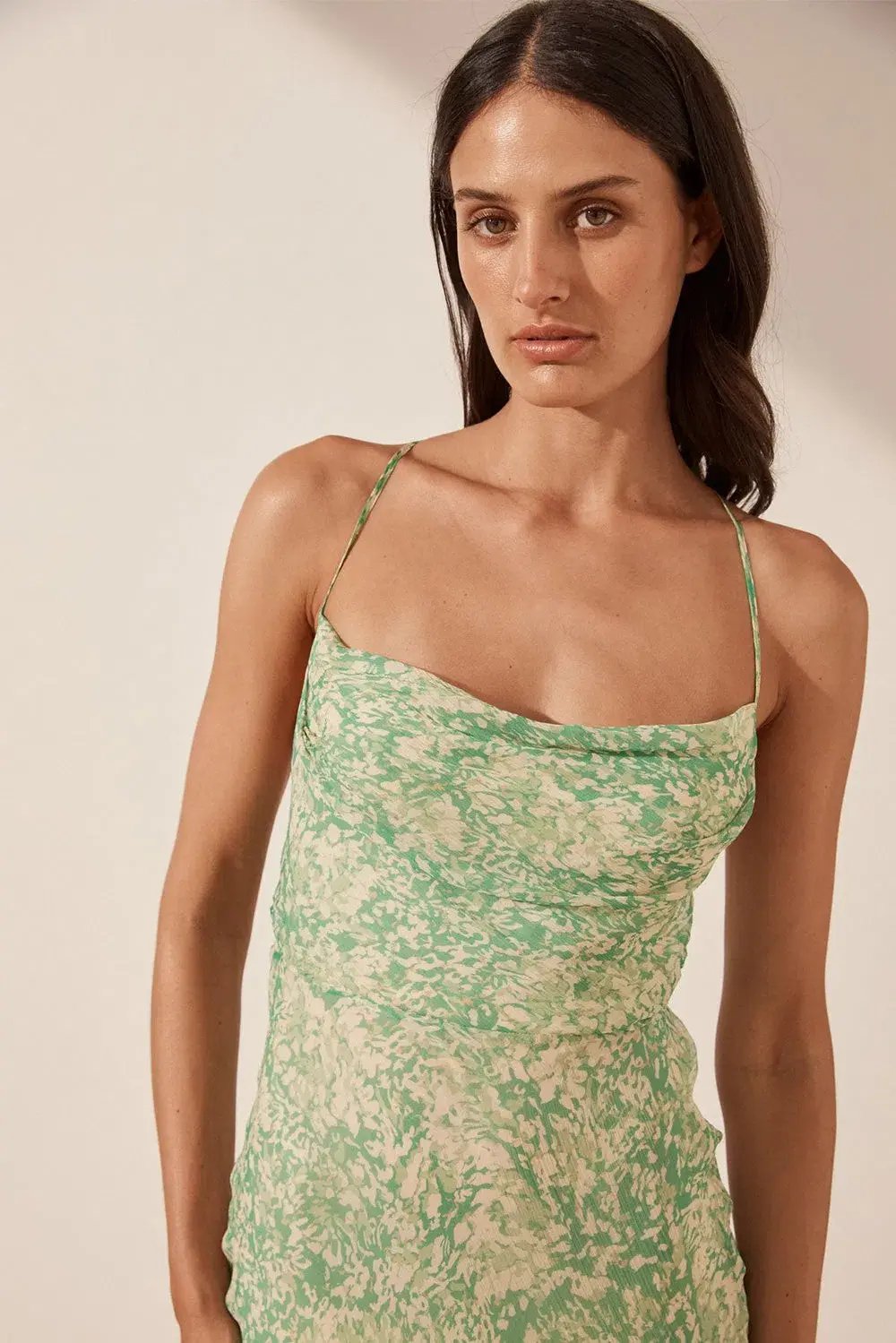 Shona Joy Belvedere Lace Back Bias Maxi Dress Green Size 10 photo 4