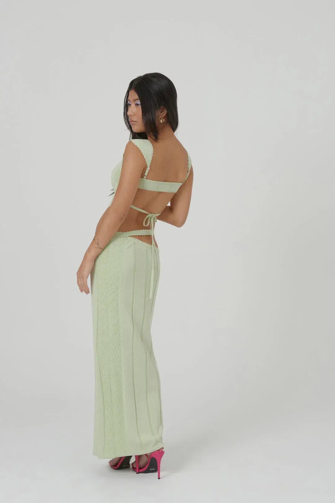 Amiss the Label Joanne Top and Skirt Set Green Size 6 photo 2