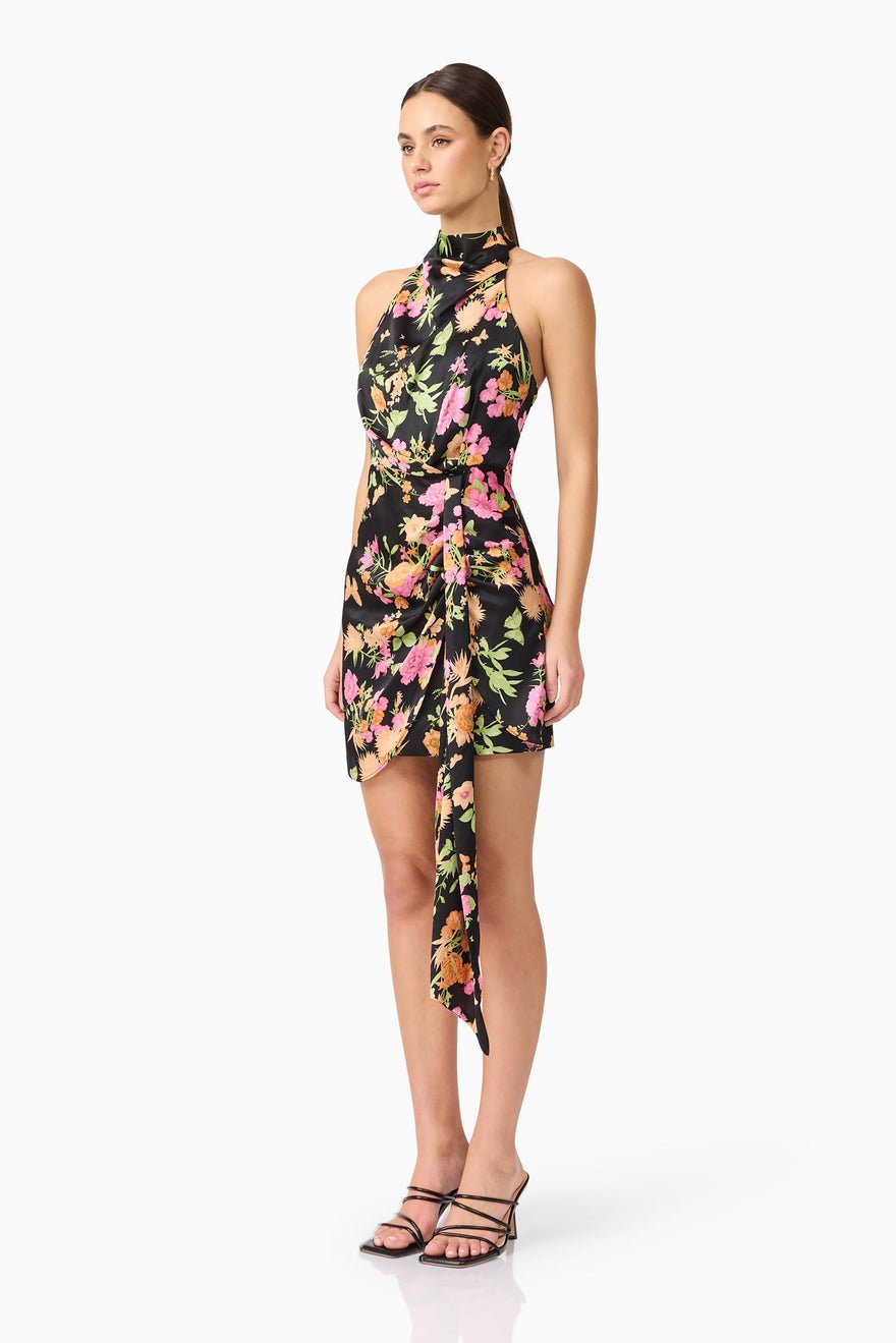 Elliatt Tessa Halter Mini Dress - Black Multi photo 4