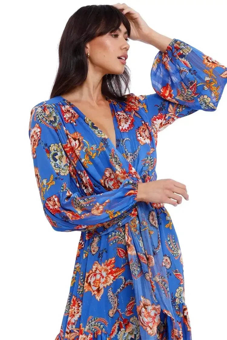 Elliatt Balance Dress in Blue/Print Size 8 photo 5