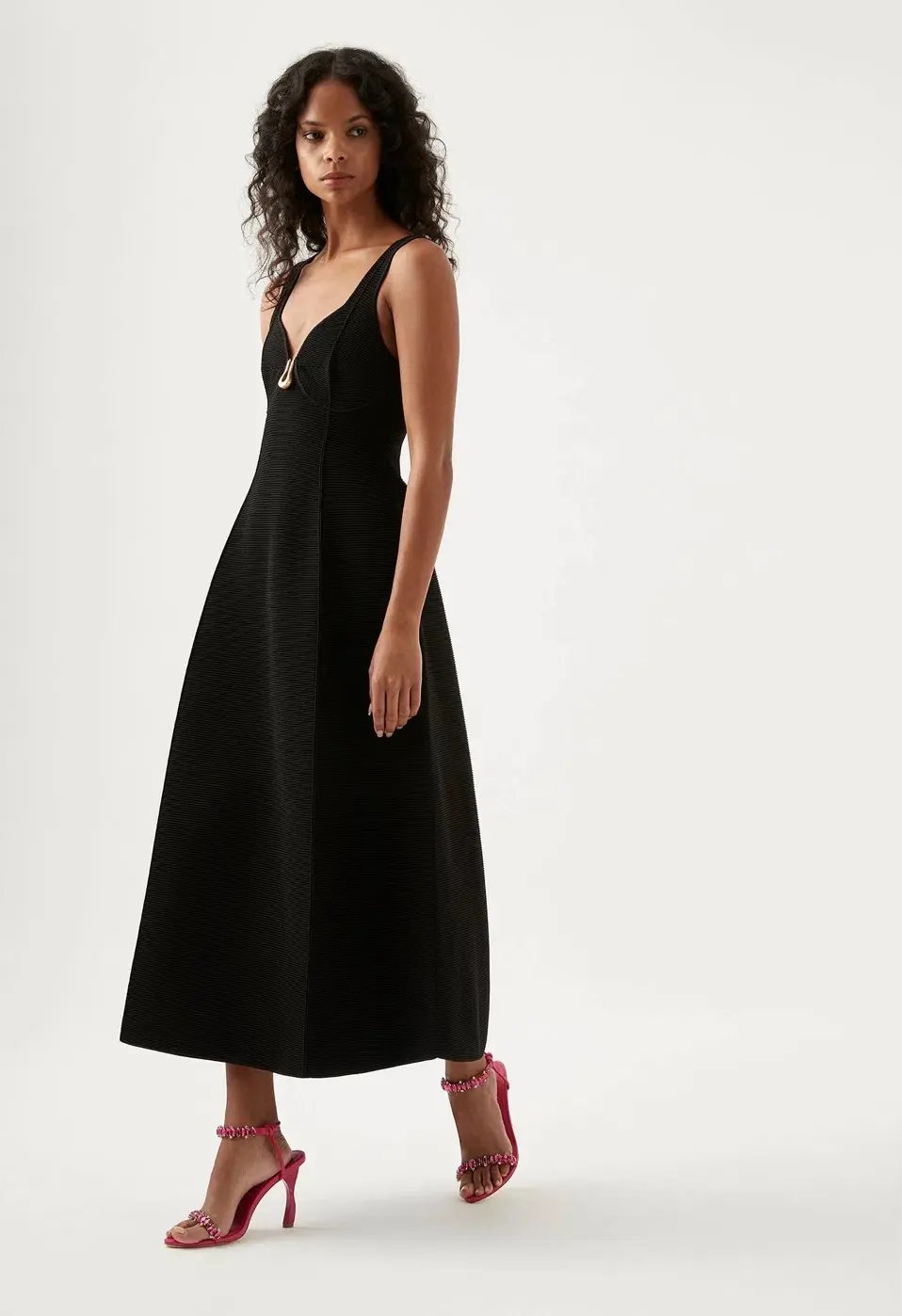 Aje Marisole Knit Midi Dress Black Size AU 10 photo 2