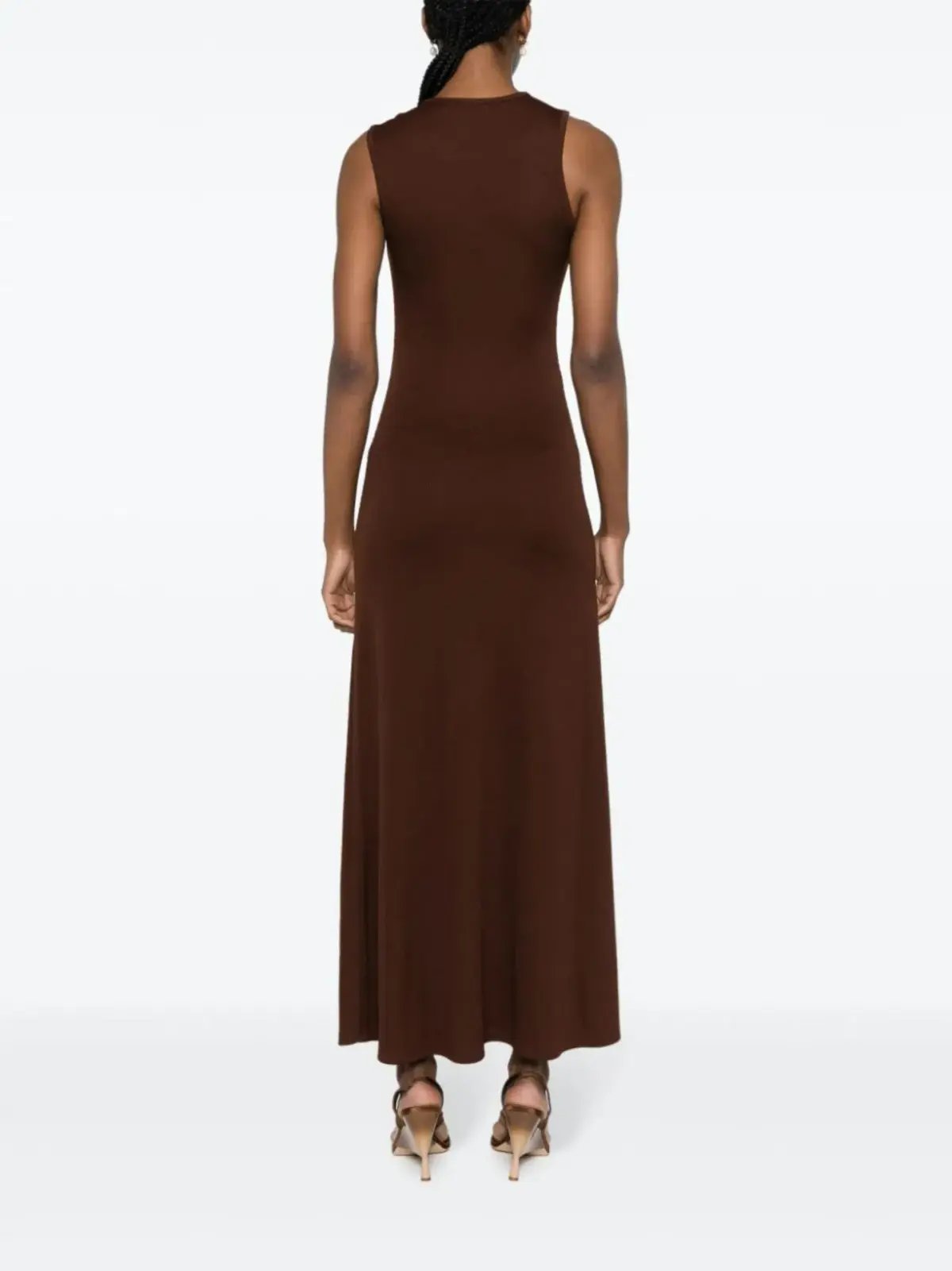 Christopher Esber Callisto Duality Cut Out Gathered Dress Brown Size 8 photo 3