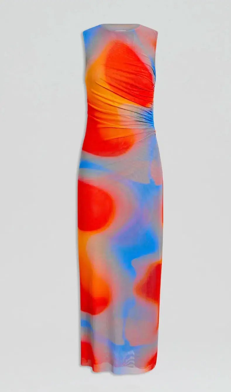 Scanlan Theodore Italian Watercolour Dress Red Blue Size 10 photo 6