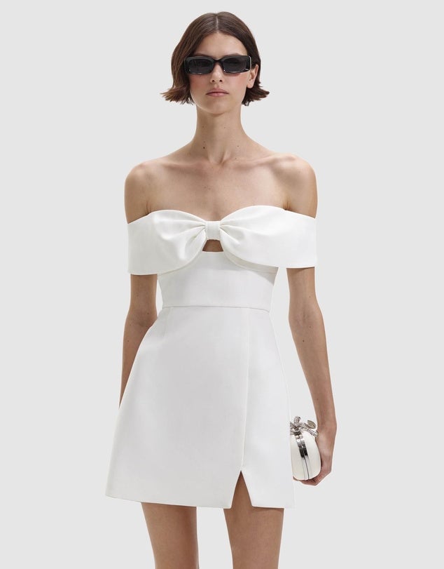 Self-Portrait Crepe Bow Mini Dress photo 2