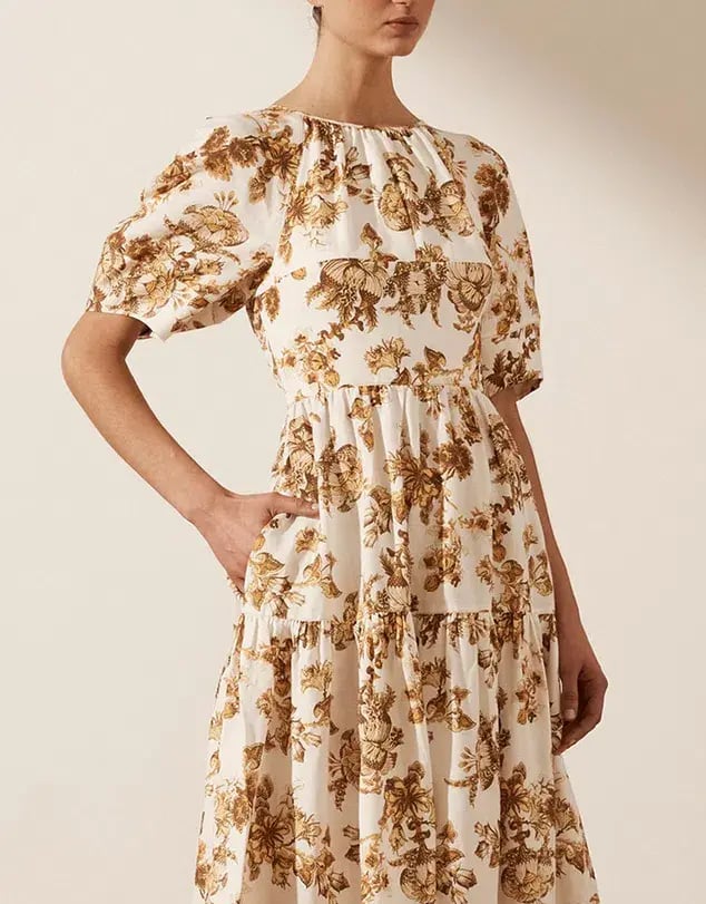 Shona Joy Follow Bella Short Sleeve Open Back Midi Dress Print Size 8 photo 4
