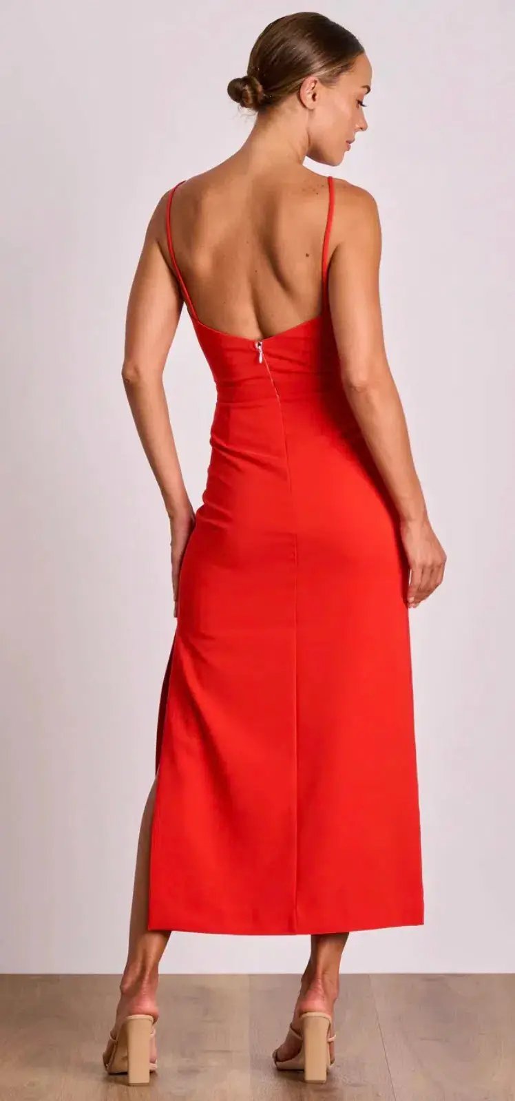 Pasduchas Emerson Column Midi Dress Red Size 8 photo 3