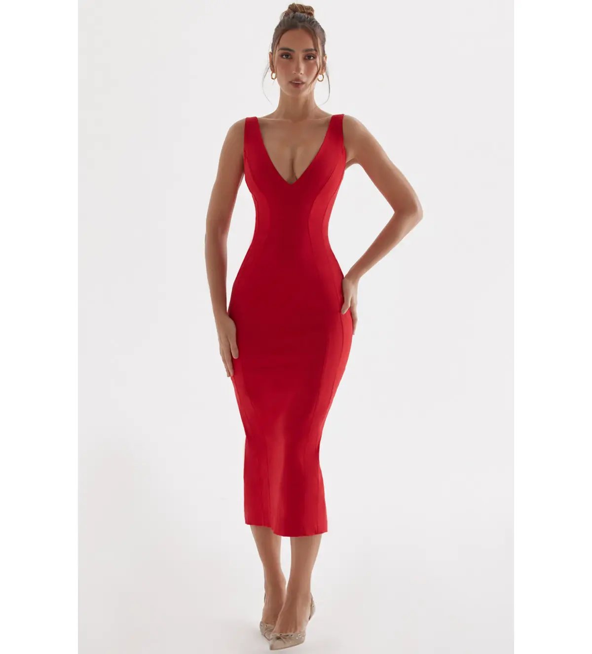 House Of Cb Cece Midi Dress Red Size S / Size Au 8 photo 2