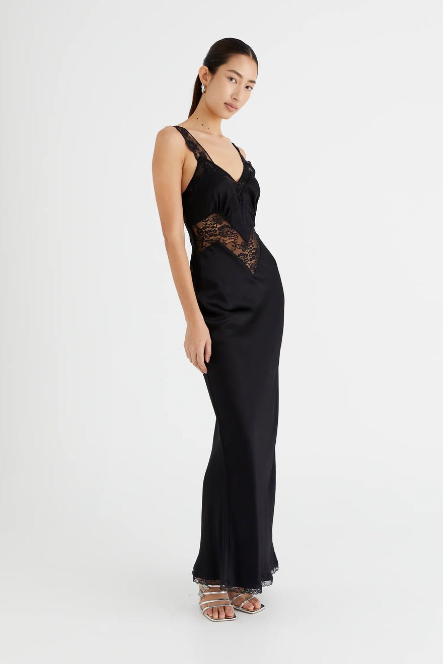 Benni Robbie Satin Slip Dress - Black photo 2