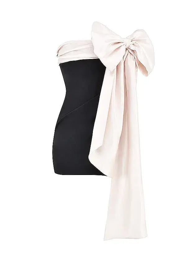 House of CB Jana Bow Mini Dress Black & Ivory Size M (AU 10) photo 7
