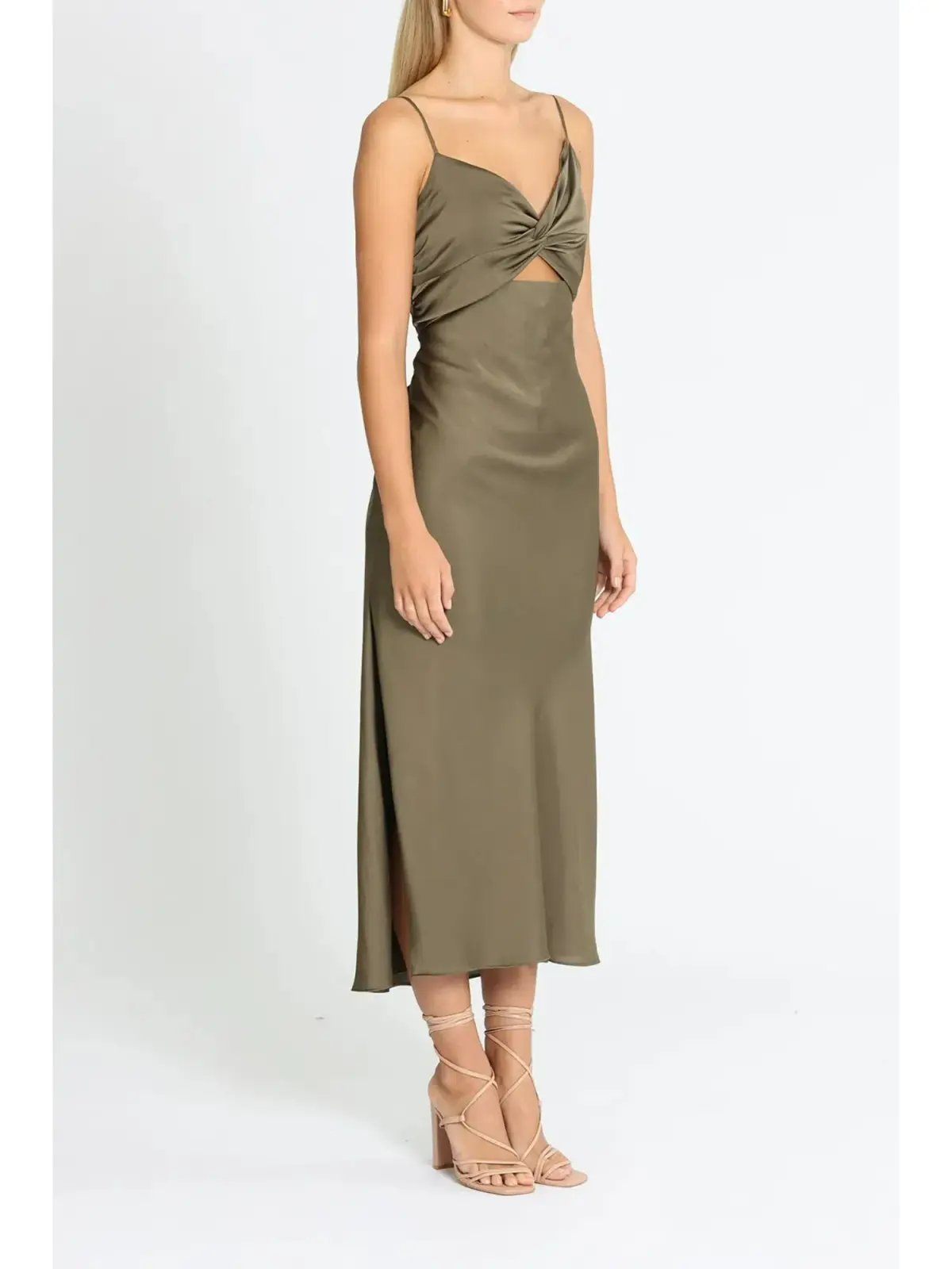 Shona Joy Luxe Twist Midi Dress in Pine Size AU 12 photo 2