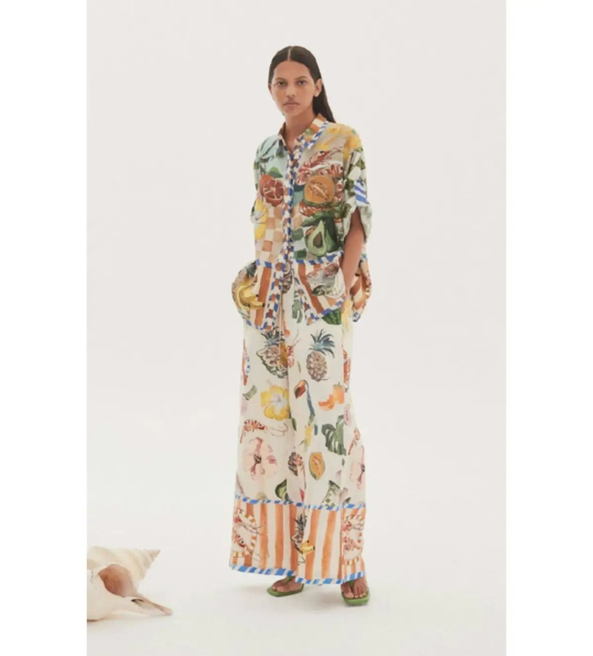 Alemais Theo Shirt and Pant Set Ivory Print Size AU 16 photo 2