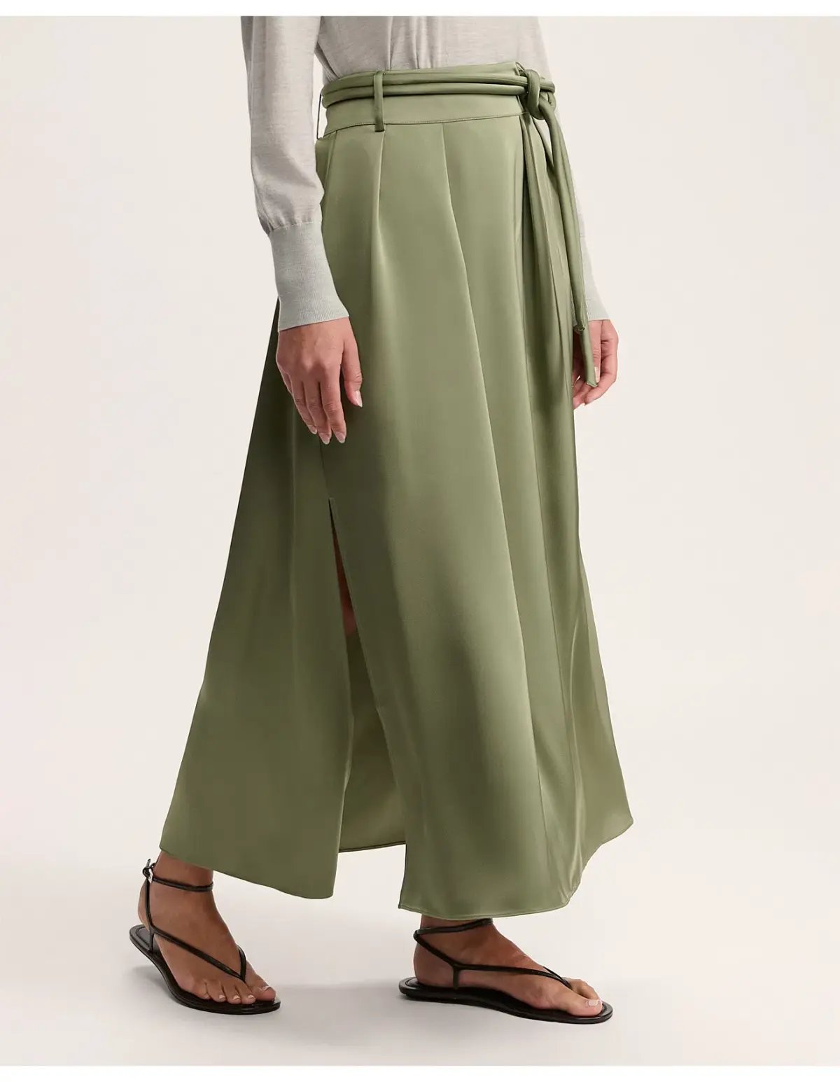 Saba Jayde Belted Midi Skirt Olive Green Size AU 6 photo 5