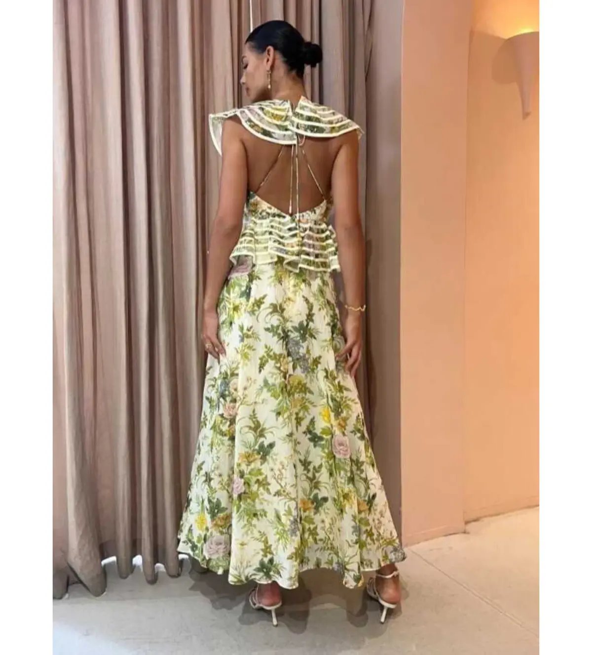 Alemais Eden Flounce Midi Dress Floral Size AU 6 photo 3