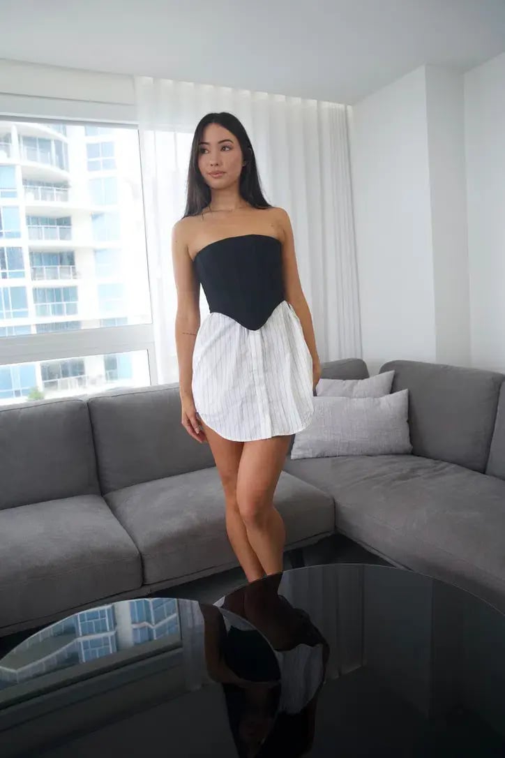 Dion Lee Internal Corset Mini Dress Black/White Size 6 photo 7