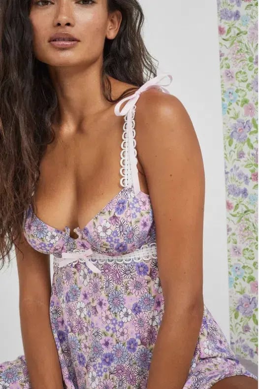 For Love And Lemons Willow Floral Slip Mini Dress Purple Size S / AU 8 photo 4