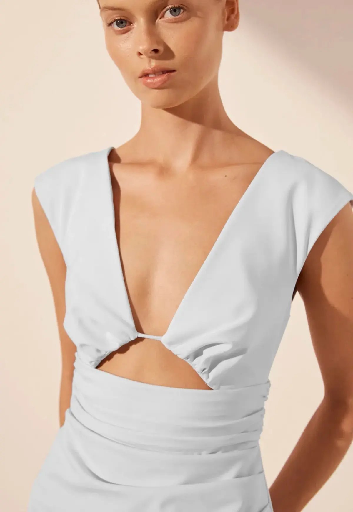 Shona Joy Lani Plunged Cut Out Maxi Dress in Sky Size 12 photo 2
