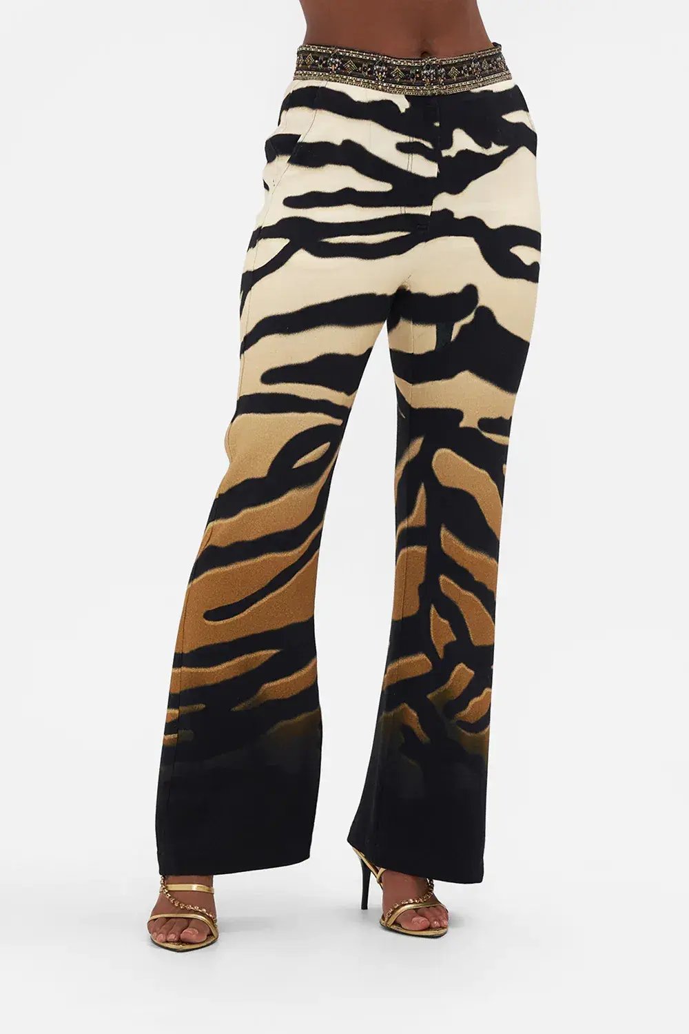 Camilla Full Length Flared Pant Tame My Tiger Print Size L / AU 14 photo 4