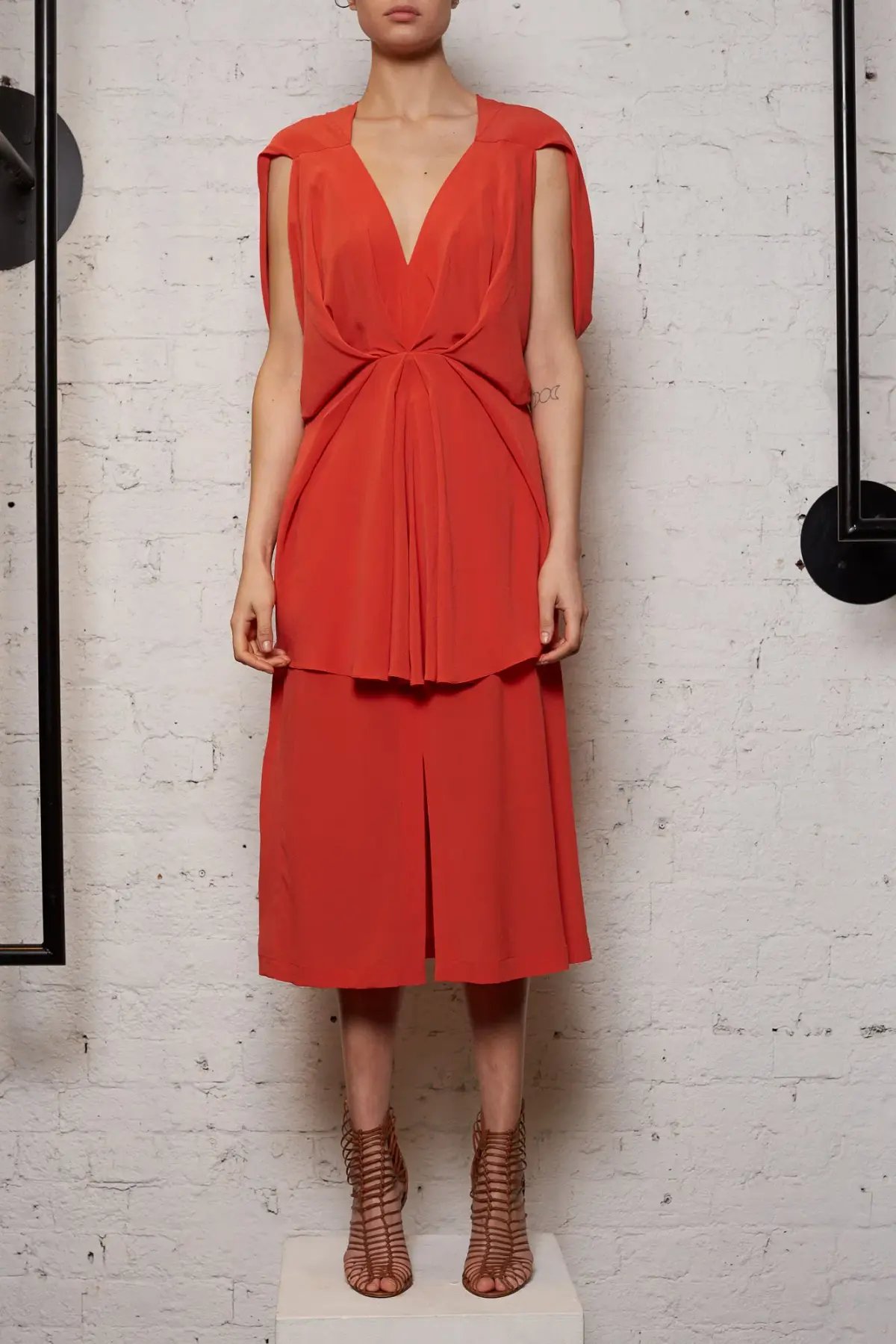 KITX Nature Cape Silk Dress in Melon Size 8 photo 4