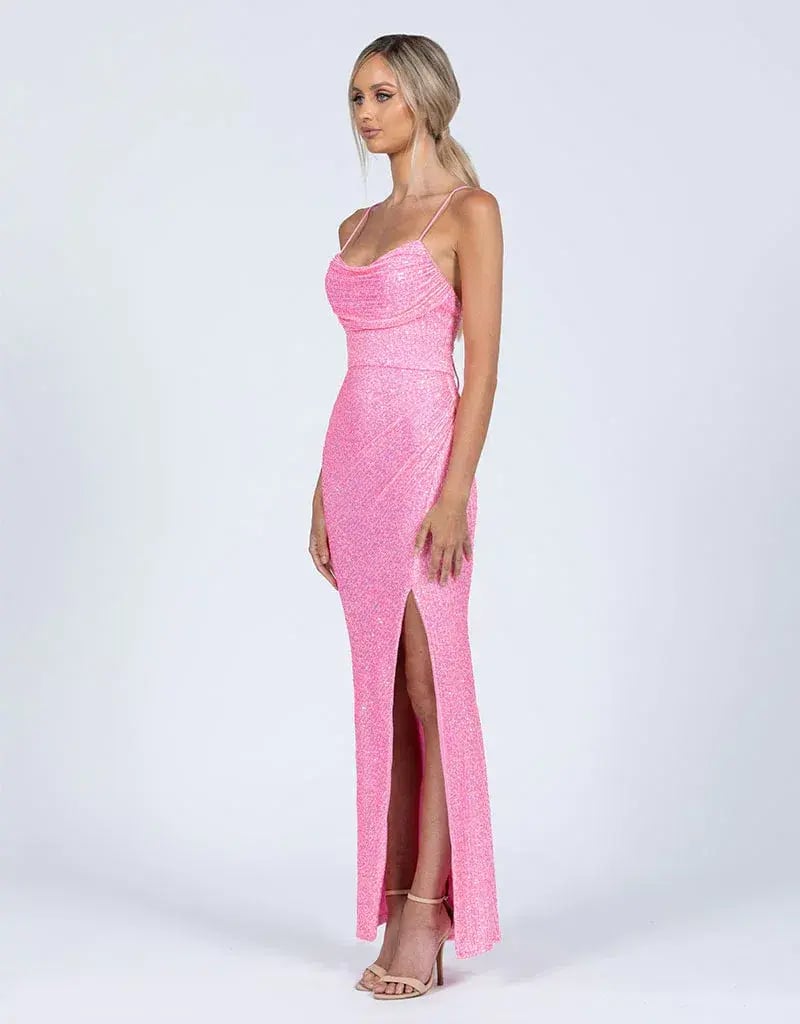 Bariano Dua Cowl Maxi Dress Pink Size XS / Au 6 photo 2