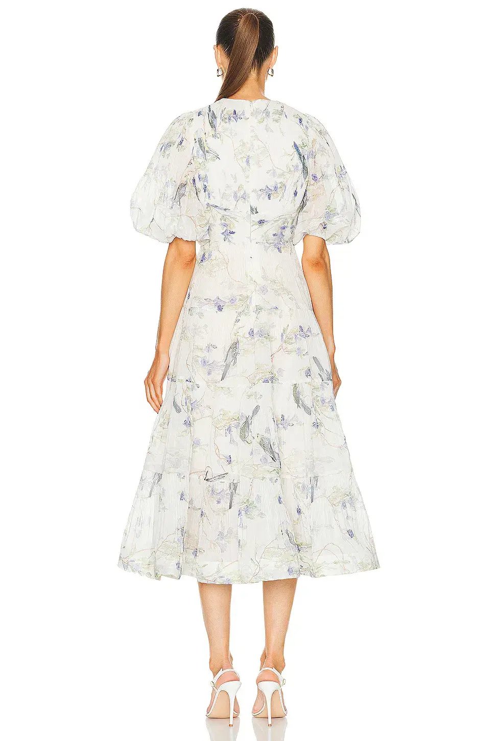 Zimmermann Pleated Midi Dress Blue Birds Size 3 / AU 14 photo 3
