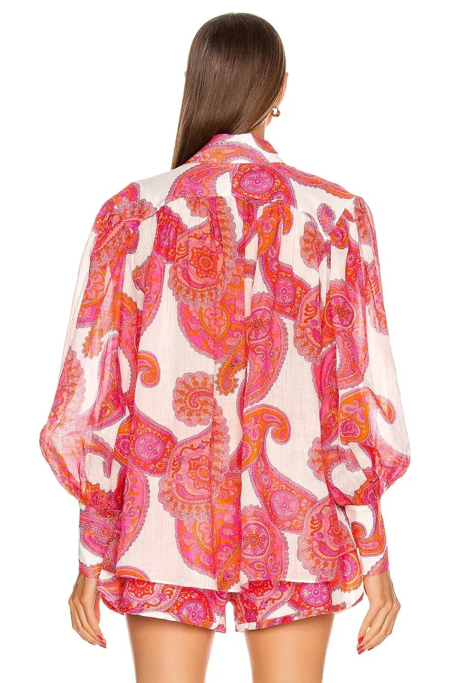 Zimmermann Safari Shorts and Top Set Peggy Paisley Magenta Size AU 12 photo 4