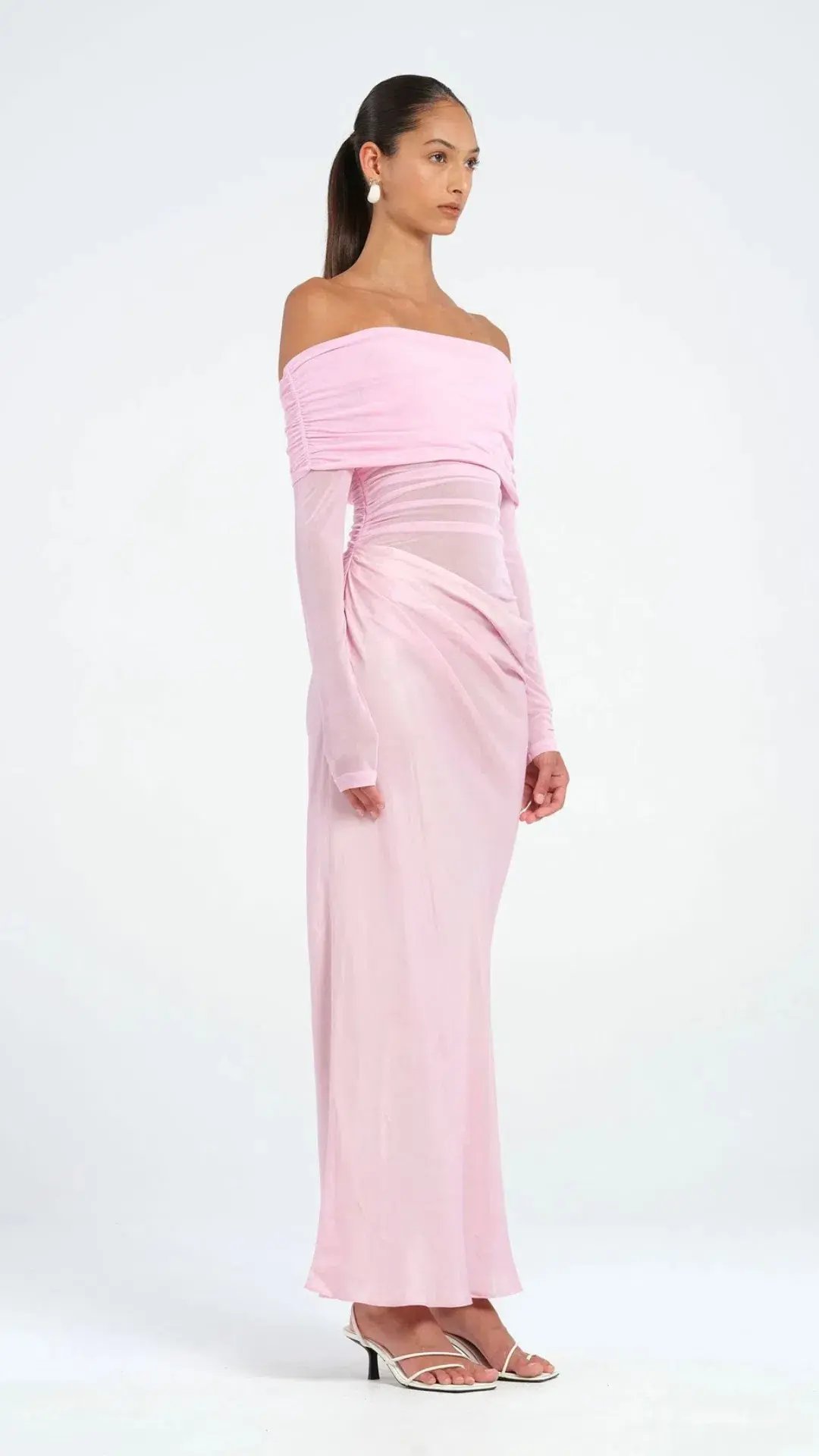 Benni Yasmin Off Shoulder Maxi Dress Baby Pink Size 10 photo 2