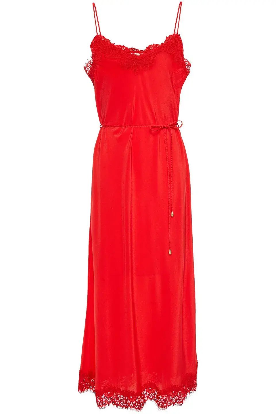 Zimmermann Crepe de Chine Lace Slip Midi Dress Tomato Red Size 0 / AU 8 photo 3