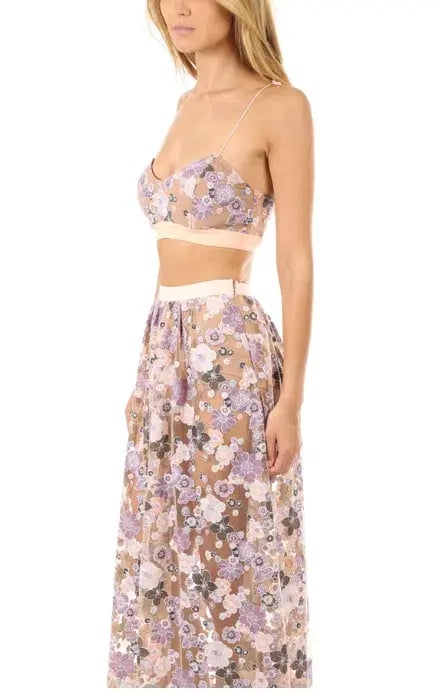 For Love And Lemons Posy Embroidery Crop Top and Maxi Skirt Set Floral Size M / AU 8-10 photo 3