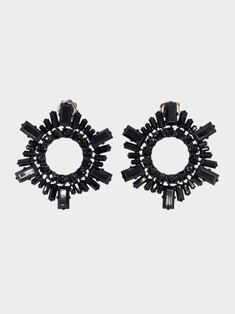 Amina Muaddi Begum Crystal Embellished Earrings Black photo 4