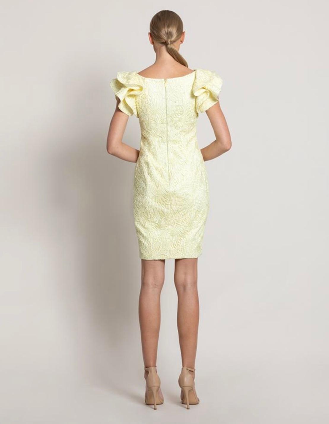 Bariano Tallulah Frill Mini Dress Yellow Size 10 photo 3
