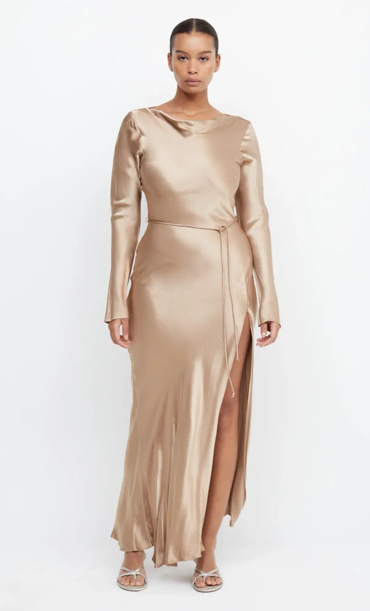 Bec & Bridge Moon Dance Long Sleeve Maxi Dress Golden Size 8 photo 3