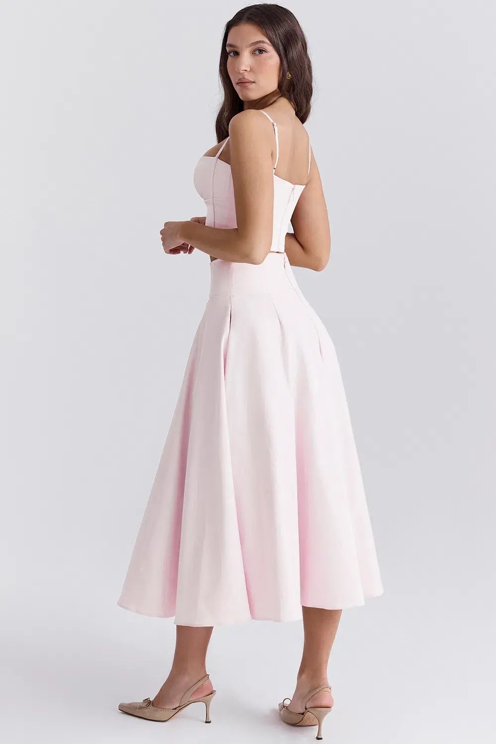 House of CB Pabla Cropped Bralette Top & Rita A-Line Midi Skirt Set Ballerina Pink Size XS / AU 6 photo 2