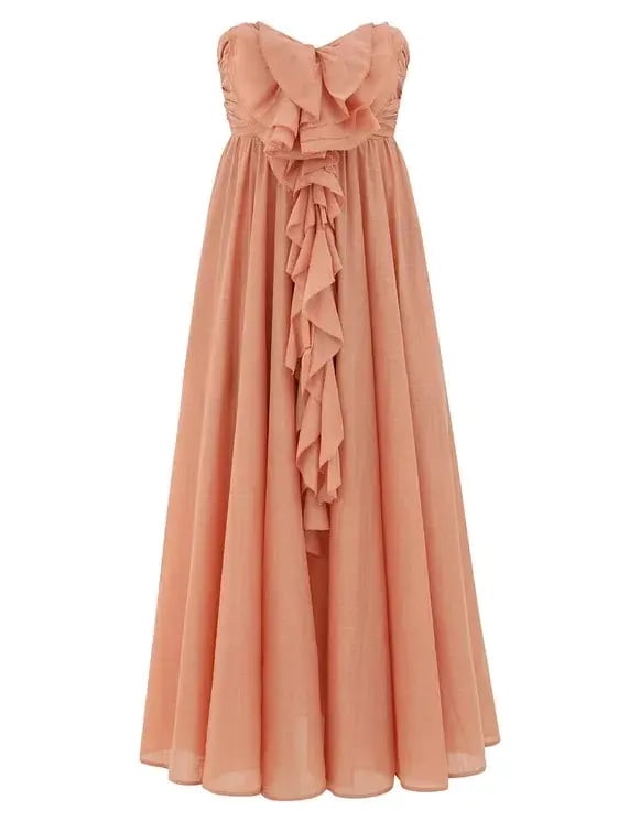 Zimmermann Acacia Ruffle Tan Maxi Dress Size AU 10 photo 4