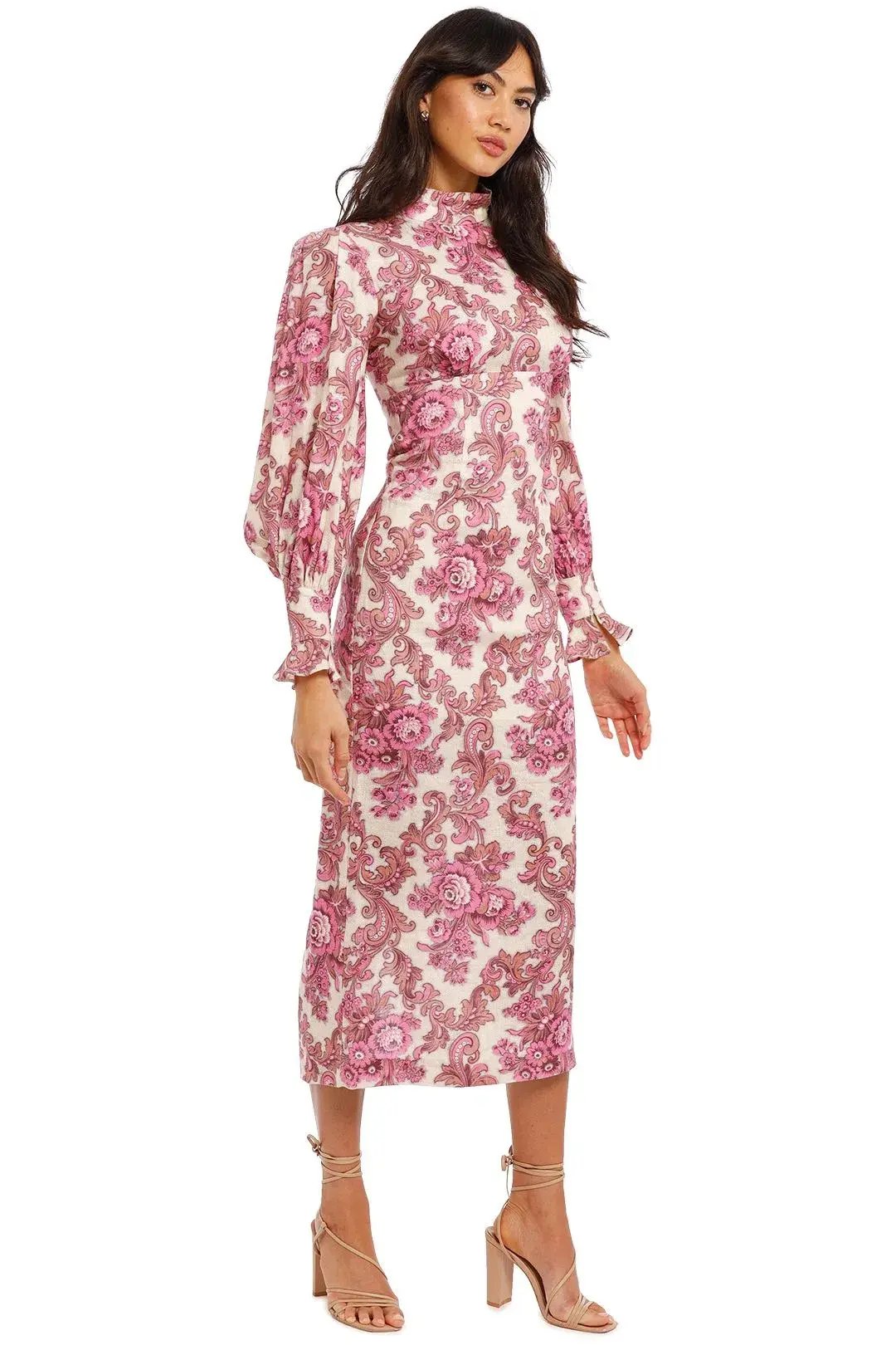 Alemais Isla Midi Dress in Magenta Floral Size 12 photo 3