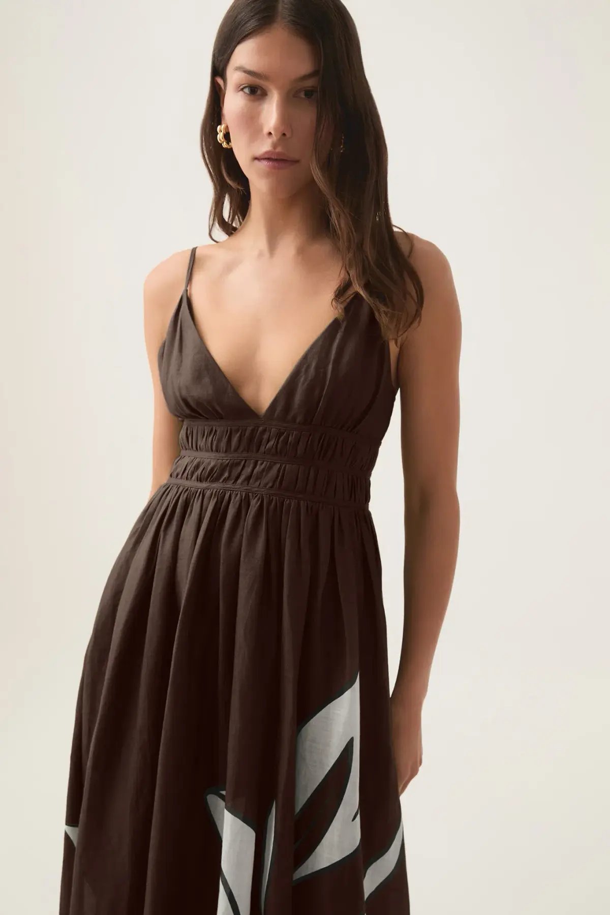 Aje Planetary Maxi Dress Abstract Fern Carob Size 8 photo 2