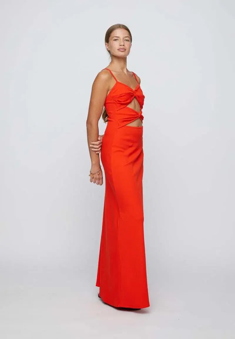 Anna Quan Natalia Maxi Cutout Dress Chili Red Size 8 photo 3