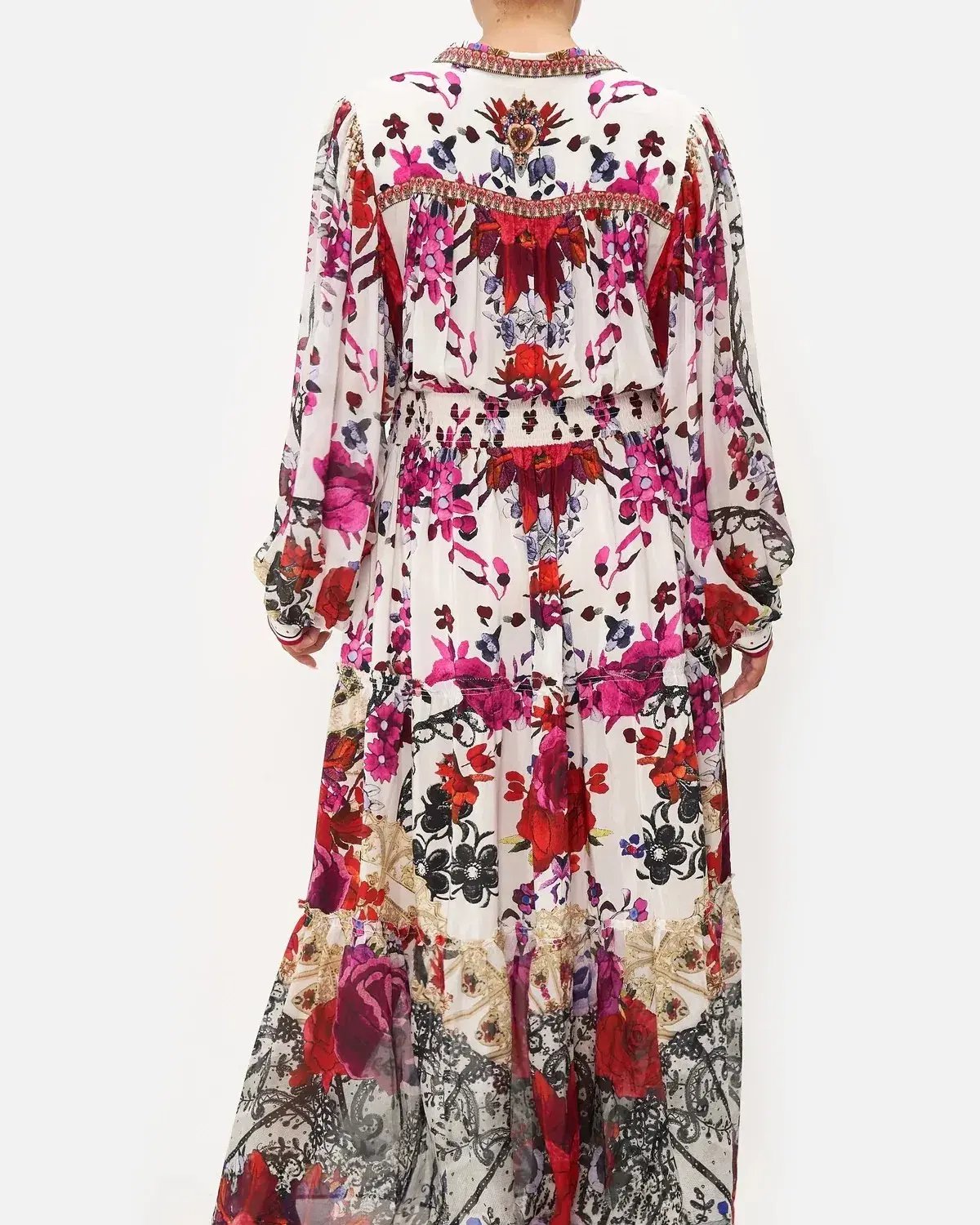 Camilla Button Through Tiered Maxi Dress Reign of Roses Print Size XL / AU 16 photo 5