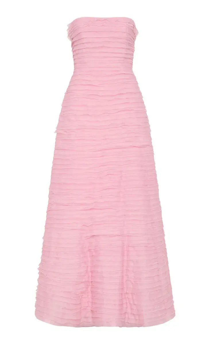 Aje Soundscape Strapless Ruffled Maxi Dress Pink Size 14 photo 8
