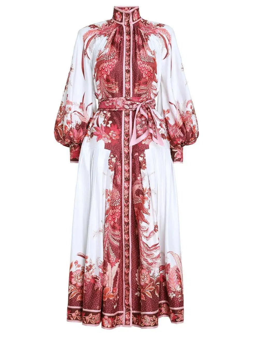 Zimmermann Wavelength Placement Midi Dress Pink Phoenix Size 1 / Au 10 photo 6