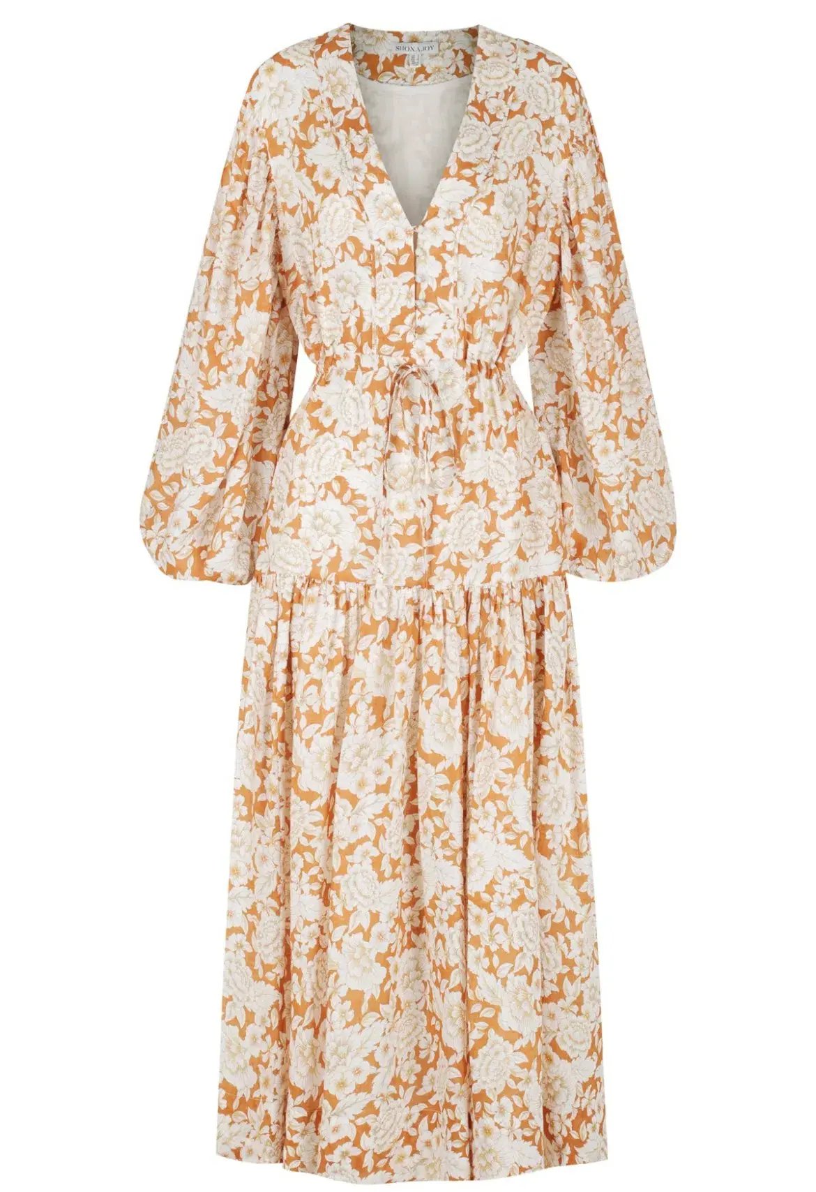 Shona Joy Flor Balloon Sleeve Drawstring Midi Dress Floral Size 12 photo 7