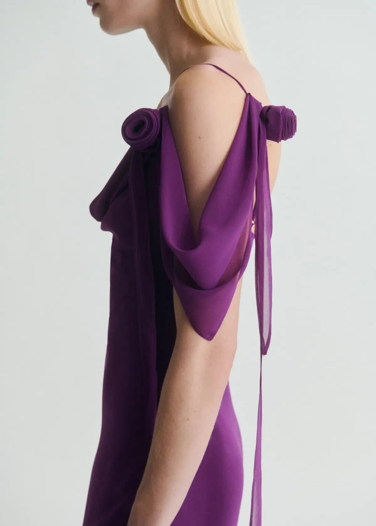 M.N.G Draped dress with flower detail Purple Size M photo 6