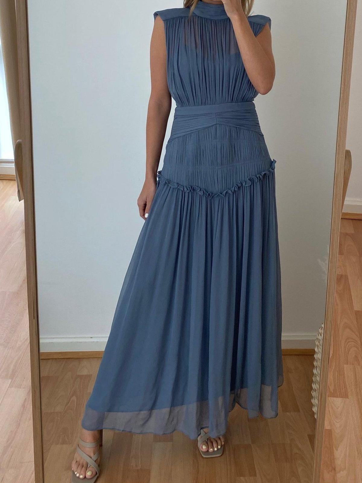 Shona Joy Kayla High Neck Midi Dress Blue Size 8 photo 6