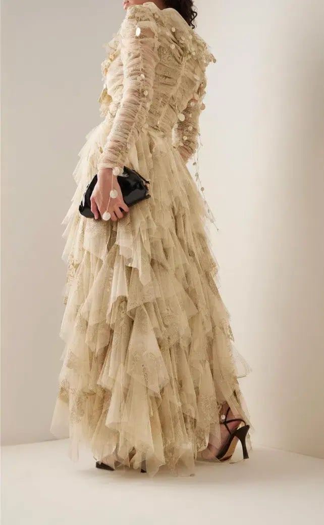 Zimmermann Kaleidoscope Glittered Organza Maxi Dress Cream Size 0 / Au 8 photo 2