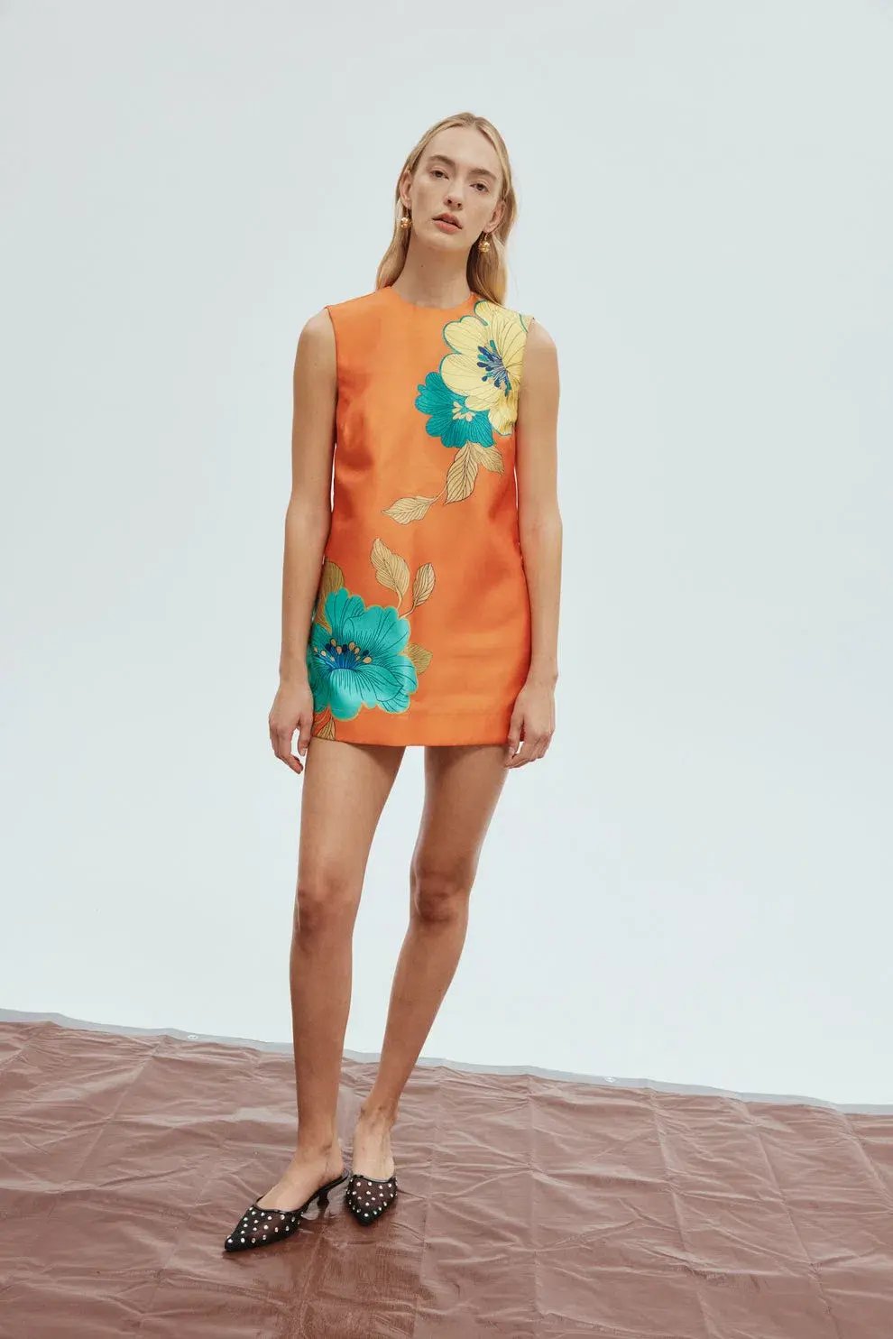 Alemais Piato Mini Dress Orange/Floral Size 8 photo 3