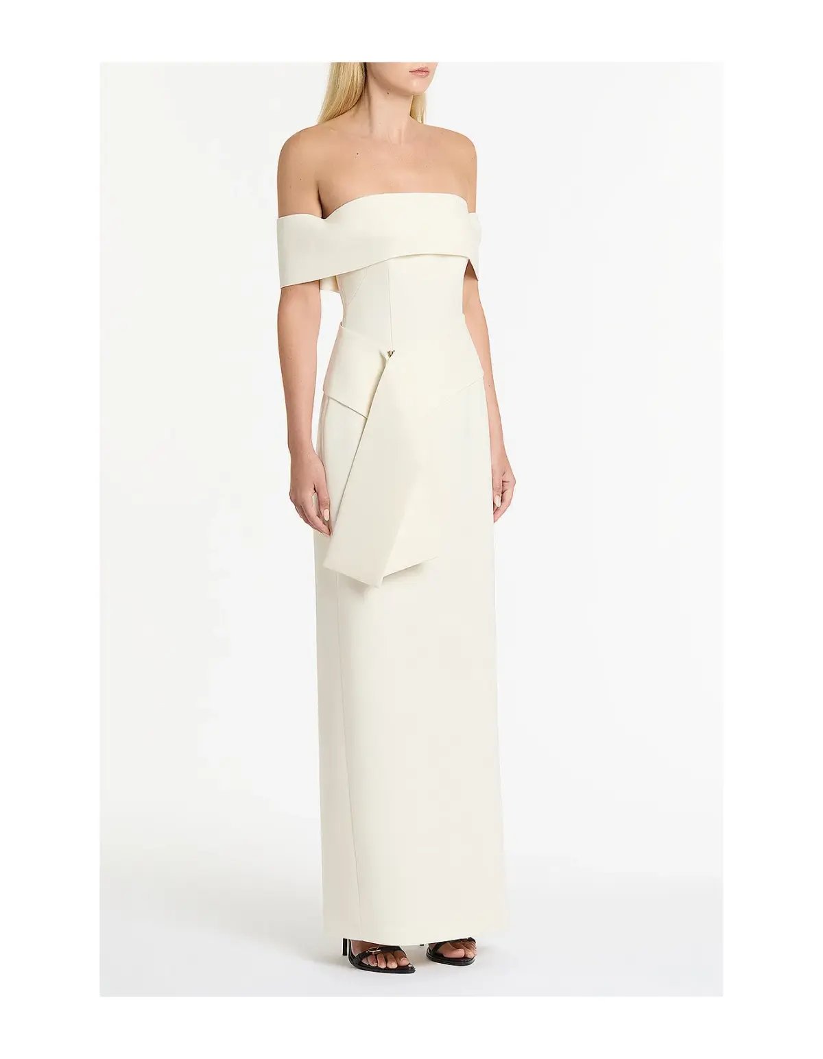 Carla Zampatti IVORY CREPE LA BANDA OFF SHOULDER GOWN | XXS | AU4 photo 2